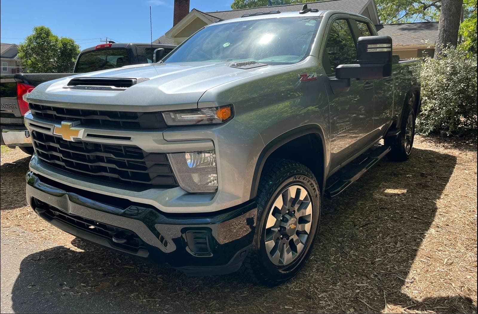 Front view of a clean gray Chevrolet Silverado HD Z71 after a ShineCraft exterior detail in the KC metro.